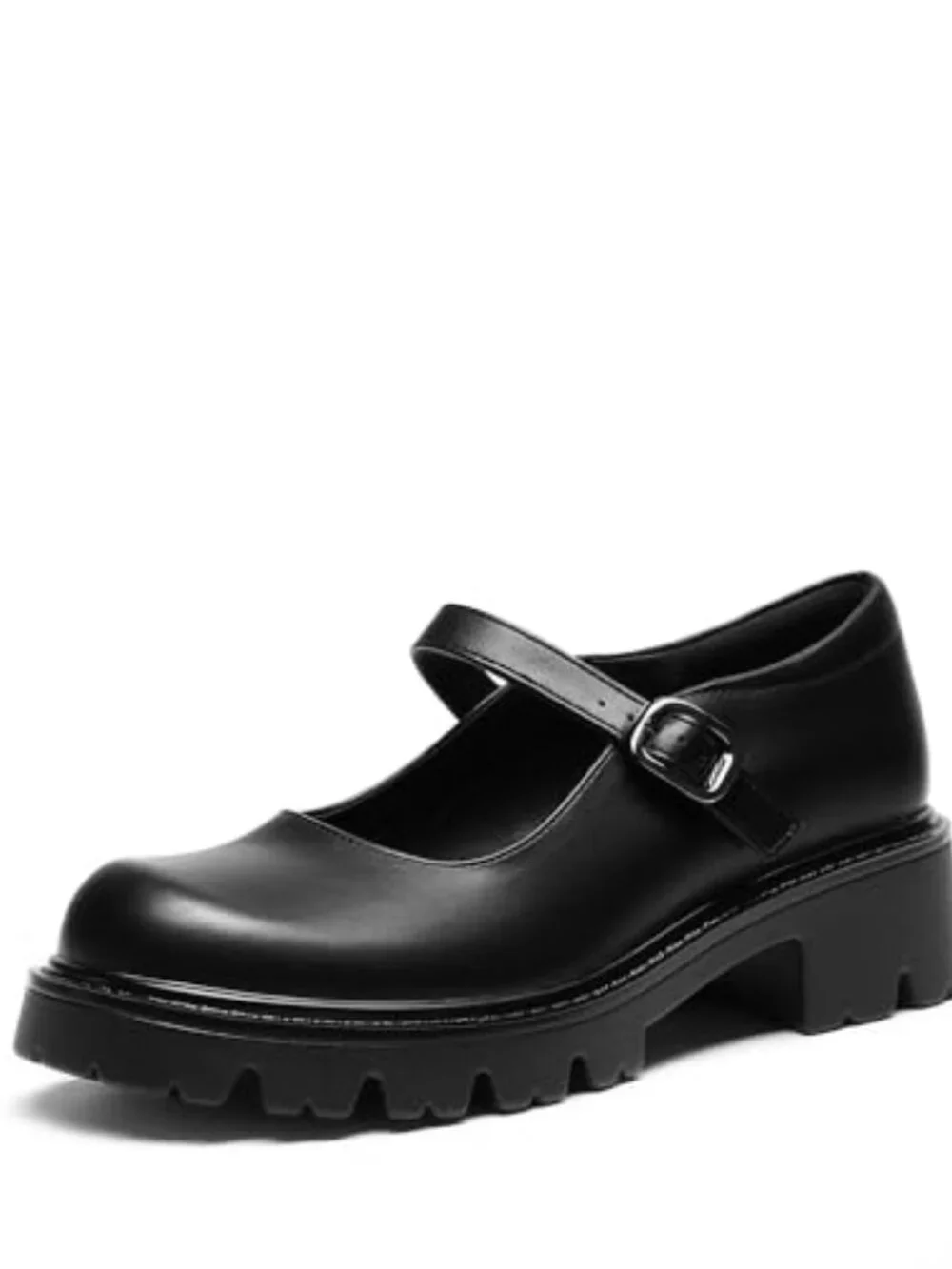 Mary Jane Platform Pumps Faux Leather Chunky Block Heel Closed Toe Buckle
